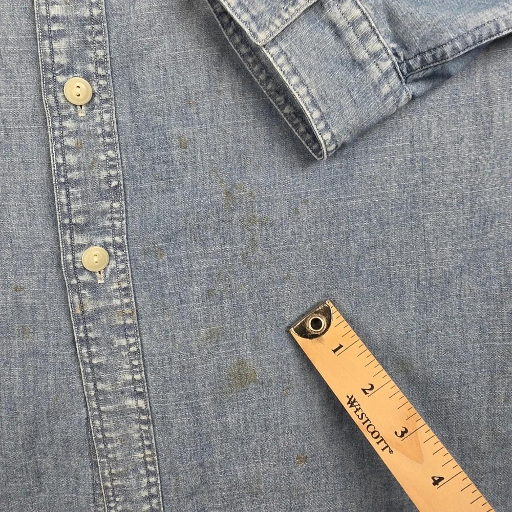 Polo Ralph Lauren Denim Shirt Mens XL Distressed Graphic Eagle Chambray *READ